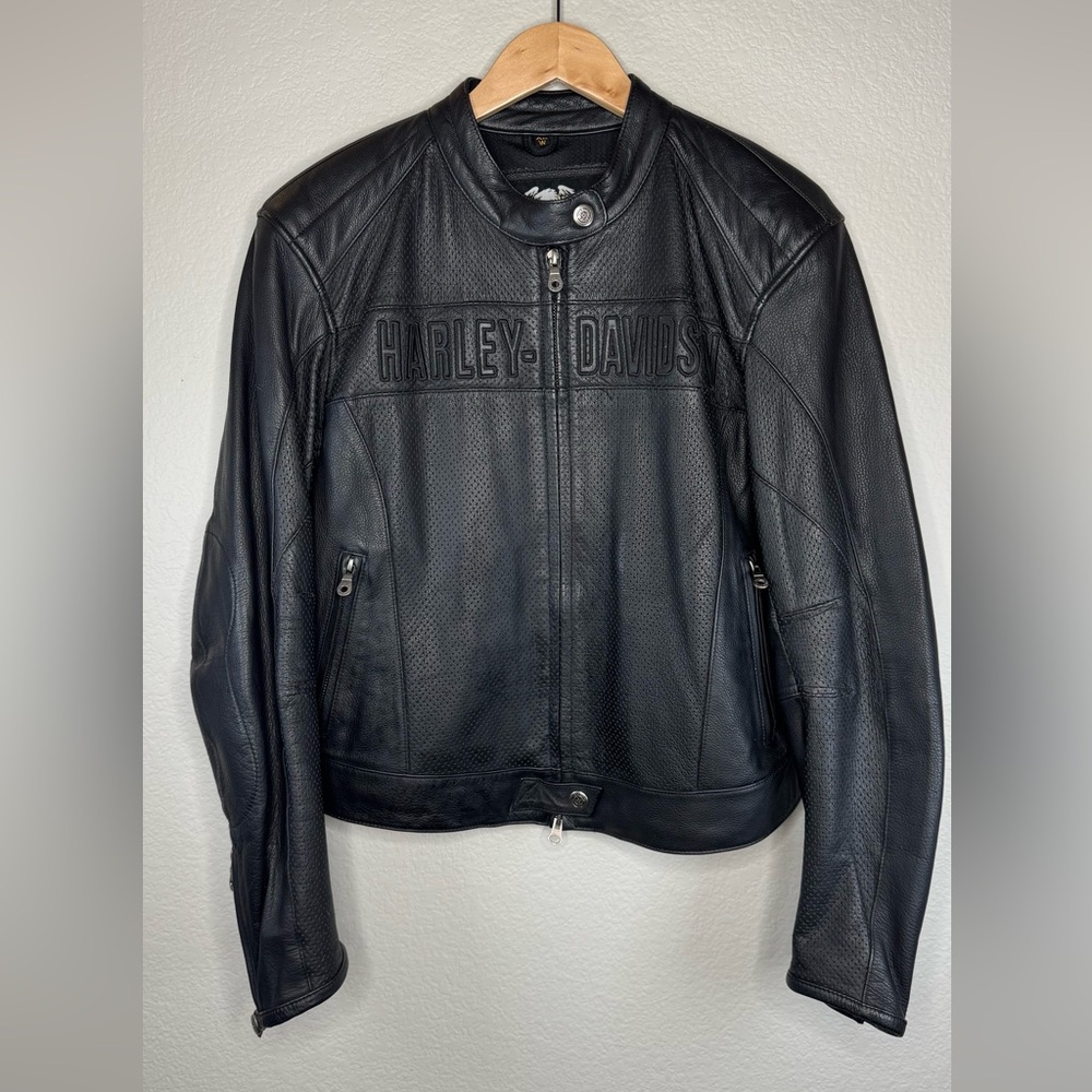 Harley‑Davidson Women’s Genuine Leather‎ Moto Jacket Size M Black Biker